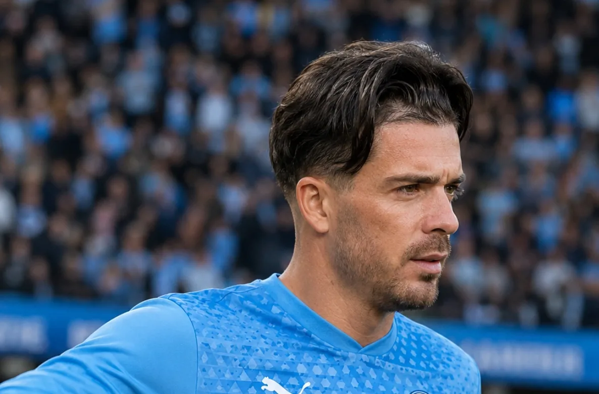 Jack Grealish in action for Manchester City during a Premier League match