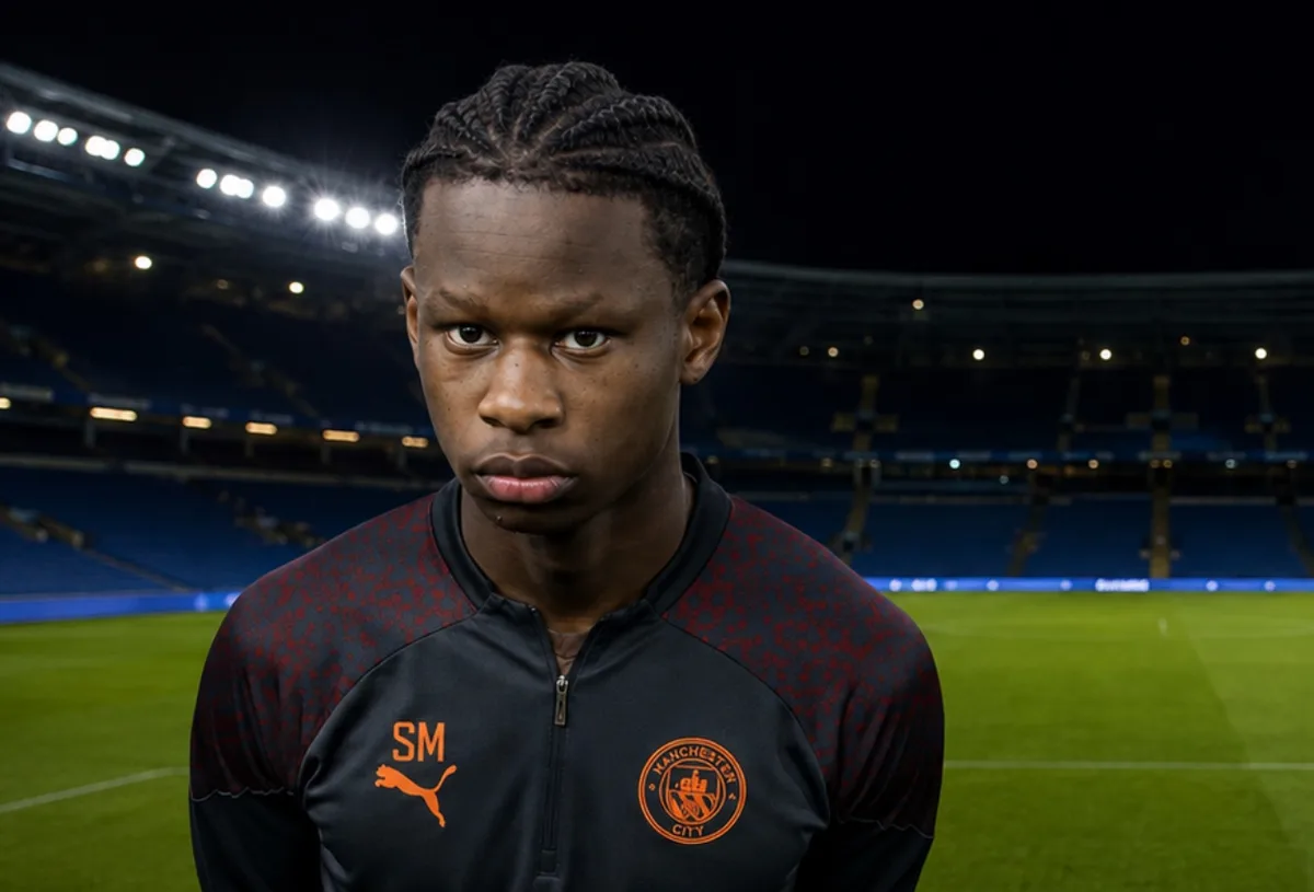 Stephen Mfuni in Manchester City academy kit, the young defender heading to Coventry City on loan